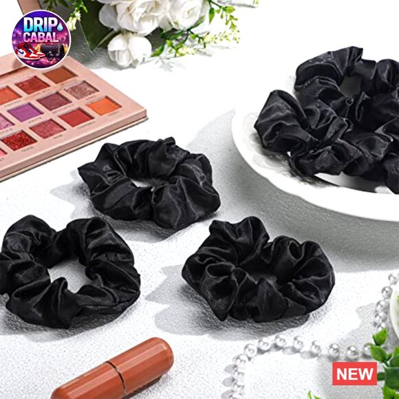 Silk Satin Scrunchies Hair Ties Vintage Elastic Bands Large Ponytail Accessories main image 7